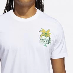 Adidas Performance Summer Basketball Αντρικό T-shirt WHITE -Lifestyle Ρούχα Εκπτώσεις adidas summer bckt 3
