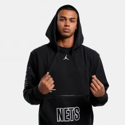 Jordan Brooklyn Nets Fleece Ανδρική Μπλούζα με Κουκούλα Black -Lifestyle Ρούχα Εκπτώσεις jordan bkn m nk flc po cts st 2