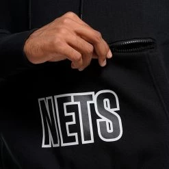Jordan Brooklyn Nets Fleece Ανδρική Μπλούζα με Κουκούλα Black -Lifestyle Ρούχα Εκπτώσεις jordan bkn m nk flc po cts st 3