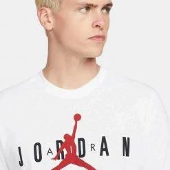 Jordan Wordmark Ανδρικό T-shirt WHITE/BLACK/GYM RED -Lifestyle Ρούχα Εκπτώσεις jordan m j air wm tee 2