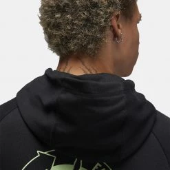 Jordan Dri-FIT Sport BC Ανδρική Μπλούζα με Κουκούλα BLACK/LT LIQUID LIME -Lifestyle Ρούχα Εκπτώσεις jordan m j df sprt csvr bc gfx flc po 13