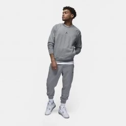Jordan Dri-FIT Sport Fleece Crew Ανδρική Μπλούζα Φούτερ CARBON HEATHER/BLACK -Lifestyle Ρούχα Εκπτώσεις jordan m j df sprt csvr flc po crew 3