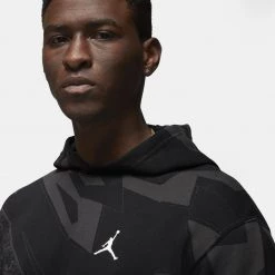 Jordan Essential Ανδρική Μπλούζα με Κουκούλα OFF NOIR/WHITE -Lifestyle Ρούχα Εκπτώσεις jordan m j ess aop flc po 2