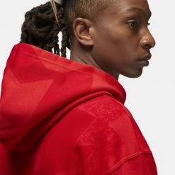 Jordan Essential Ανδρική Μπλούζα Φούτερ FIRE RED/WHITE -Lifestyle Ρούχα Εκπτώσεις jordan m j ess aop flc po 8