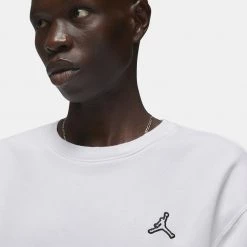 Jordan Flight Essentials Ανδρική Μπλούζα με Μακρύ Μανίκι White/White -Lifestyle Ρούχα Εκπτώσεις jordan m j ess flc crew 9