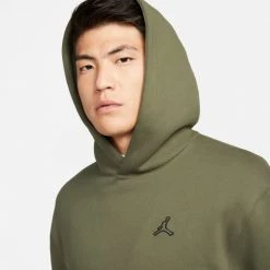 Jordan Essentials Ανδρικό Φλις Φούτερ MEDIUM OLIVE -Lifestyle Ρούχα Εκπτώσεις jordan m j ess flc po hoodie 27