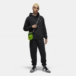 Jordan Essential Ανδρική Μπλούζα με Κουκούλα BLACK/BLACK/WHITE -Lifestyle Ρούχα Εκπτώσεις jordan m j ess flc po hoodie 8