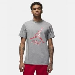 Jordan Essentials Jumpman Ανδρικό T-Shirt CARBON HEATHER/FIRE RED/WHITE