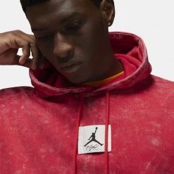 Jordan Essential Washed Fleece Ανδρική Μπλούζα με Κουκούλα FIRE RED -Lifestyle Ρούχα Εκπτώσεις jordan m j ess stmt wash flc po 14