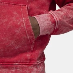 Jordan Essential Washed Fleece Ανδρική Μπλούζα με Κουκούλα FIRE RED -Lifestyle Ρούχα Εκπτώσεις jordan m j ess stmt wash flc po 15