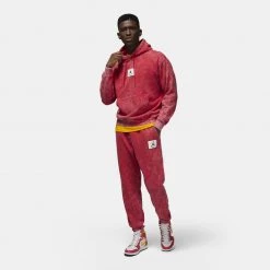 Jordan Essential Washed Fleece Ανδρική Μπλούζα με Κουκούλα FIRE RED -Lifestyle Ρούχα Εκπτώσεις jordan m j ess stmt wash flc po 16