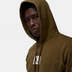 Jordan Essential Washed Fleece Ανδρική Μπλούζα με Κουκούλα Light Olive -Lifestyle Ρούχα Εκπτώσεις jordan m j ess stmt wash flc po 2