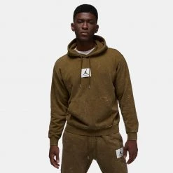 Jordan Essential Washed Fleece Ανδρική Μπλούζα με Κουκούλα Light Olive