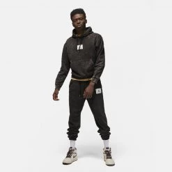 Jordan Essential Washed Fleece Ανδρική Μπλούζα με Κουκούλα BLACK/SAIL -Lifestyle Ρούχα Εκπτώσεις jordan m j ess stmt wash flc po 28