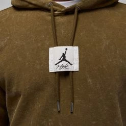 Jordan Essential Washed Fleece Ανδρική Μπλούζα με Κουκούλα Light Olive -Lifestyle Ρούχα Εκπτώσεις jordan m j ess stmt wash flc po 3