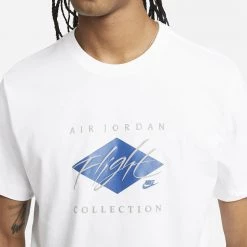 Jordan Flight Essentials Aνδρικό T-Shirt WHITE/ENIGMA STONE/DK MARINA BLUE -Lifestyle Ρούχα Εκπτώσεις jordan m j flt ess hbr ss crew 14