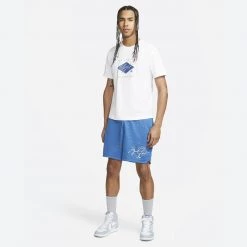 Jordan Flight Essentials Aνδρικό T-Shirt WHITE/ENIGMA STONE/DK MARINA BLUE -Lifestyle Ρούχα Εκπτώσεις jordan m j flt ess hbr ss crew 15