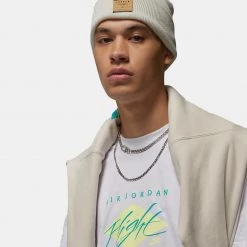 Jordan Flight Essentials Aνδρικό T-Shirt WHITE/CITRON TINT/CITRON TINT -Lifestyle Ρούχα Εκπτώσεις jordan m j flt ess hbr ss crew 2