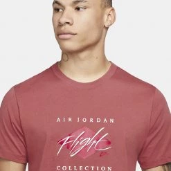 Jordan Flight Essentials Aνδρικό T-Shirt CANYON RUST/WHITE/MYSTIC HIBISCUS -Lifestyle Ρούχα Εκπτώσεις jordan m j flt ess hbr ss crew 21