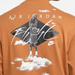 Jordan Flight Essentials '85 Ανδρική Μπλούζα Φούτερ DESERT BRONZE/WHITE -Lifestyle Ρούχα Εκπτώσεις jordan m j flt ess stmt 85 ls crew 3