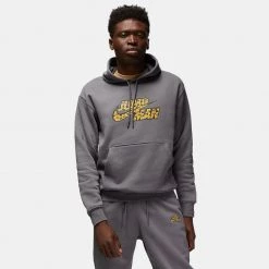 Jordan Flight MVP Jumpman Fleece Ανδρική Μπλούζα με Κουκούλα LT GRAPHITE/BLACK