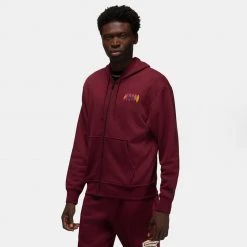 Jordan M J Flt Mvp Stmt Gfx Flc Fz CHERRYWOOD RED/OFF NOIR/BLACK