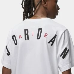 Jordan Air Ανδρικό T-shirt WHITE/BLACK/GYM RED -Lifestyle Ρούχα Εκπτώσεις jordan m j jdn air stretch ss crew 12