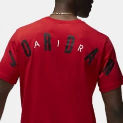 Jordan Air Ανδρικό T-shirt FIRE RED/BLACK/SAIL -Lifestyle Ρούχα Εκπτώσεις jordan m j jdn air stretch ss crew 3