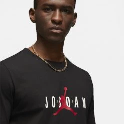 Jordan Air Ανδρικό T-shirt BLACK/WHITE/GYM RED -Lifestyle Ρούχα Εκπτώσεις jordan m j jdn air stretch ss crew 7