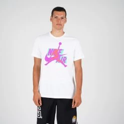 Jordan Men's Jumpman Classics Short SLeeve Crew WHITE/VIVID PURPLE/INFRARED 23