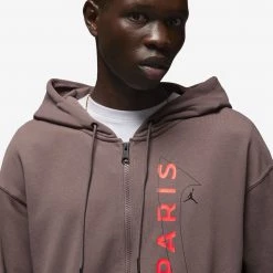 Jordan Paris Saint-Germain Ανδρική Ζακέτα PLUM ECLIPSE/BRIGHT CRIMSON -Lifestyle Ρούχα Εκπτώσεις jordan m j psg flc fz 2