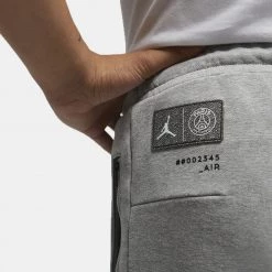 Jordan Paris Saint-Germain Fleece Ανδρικό Παντελόνι Φόρμας DK GREY HEATHER/WHITE -Lifestyle Ρούχα Εκπτώσεις jordan m j psg flc pant 3