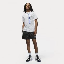 Jordan Paris Saint-Germain Ανδρικό T-Shirt WHITE/GAME ROYAL/BLACK -Lifestyle Ρούχα Εκπτώσεις jordan m j psg wordmark tee 4