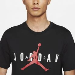 Jordan Wordmark Ανδρικό T-shirt BLACK/WHITE/GYM RED -Lifestyle Ρούχα Εκπτώσεις jordan m j ss ctn jrdn air wrdmrk 2