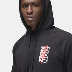 Jordan X Zion Fleece Ανδρική Μπλούζα με Κουκούλα BLACK -Lifestyle Ρούχα Εκπτώσεις jordan m j zion df flc hoodie po 2 2