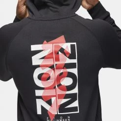 Jordan X Zion Fleece Ανδρική Μπλούζα με Κουκούλα BLACK -Lifestyle Ρούχα Εκπτώσεις jordan m j zion df flc hoodie po 2 4