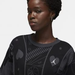 Jordan Flight Γυναικείο T-Shirt BLACK/WHITE -Lifestyle Ρούχα Εκπτώσεις jordan w j flight gf gfx tee 19