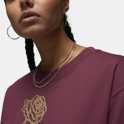 Jordan Flight Γυναικείο T-Shirt CHERRYWOOD RED -Lifestyle Ρούχα Εκπτώσεις jordan w j flight gf gfx tee 2