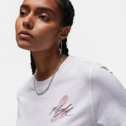 Jordan Flight Γυναικείο T-shirt WHITE -Lifestyle Ρούχα Εκπτώσεις jordan w j flight gfx crw tee 2