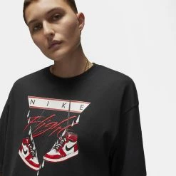 Jordan Flight Essentials Ανδρικό T-shirt BLACK/VARSITY RED -Lifestyle Ρούχα Εκπτώσεις jordan w j flight shoe gfx os tee 2