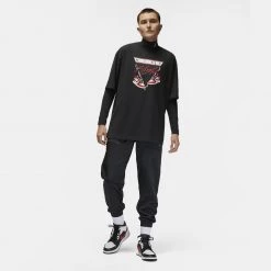 Jordan Flight Essentials Ανδρικό T-shirt BLACK/VARSITY RED -Lifestyle Ρούχα Εκπτώσεις jordan w j flight shoe gfx os tee 4