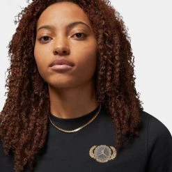 Jordan Flight Γυναικείο T-Shirt BLACK -Lifestyle Ρούχα Εκπτώσεις jordan w j flt pld crw tee core 8