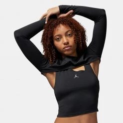 Jordan Sport 2 In1 Γυναικεία Μπλούζα με Μακρύ Μανίκι BLACK/STEALTH -Lifestyle Ρούχα Εκπτώσεις jordan w j spt ls 2in1 top 2