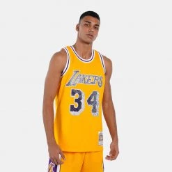 Mitchell & Ness 75Th Anniversary Los Angeles Lakers Shaquille O' Neal 1996-97 Jersey LIGHT GOLD -Lifestyle Ρούχα Εκπτώσεις mitchell ness 75th anni swingman jersey los ange 2