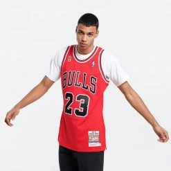 Mitchell & Ness Michael Jordan Chicago Bulls Road Finals 1995-96 Φανέλα Μπάσκετ RED -Lifestyle Ρούχα Εκπτώσεις mitchell ness authentic jersey 95 chicago bull 2
