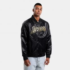Mitchell & Ness Big Face 4.0 Satin Los Angeles Lakers Ανδρική Ζακέτα Black -Lifestyle Ρούχα Εκπτώσεις mitchell ness big face 40 satin jacket 7