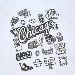 Mitchell & Ness Doodle Chicago Bulls Ανδρικό T-Shirt WHITE -Lifestyle Ρούχα Εκπτώσεις mitchell ness doodle ss tee chicago bulls 2