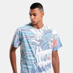 Mitchell & Ness Jumbotron 2.0 Sublimated Charlotte Hornets Men's T-Shirt WHITE -Lifestyle Ρούχα Εκπτώσεις mitchell ness jumbotron 20 sublimated s s tee 14