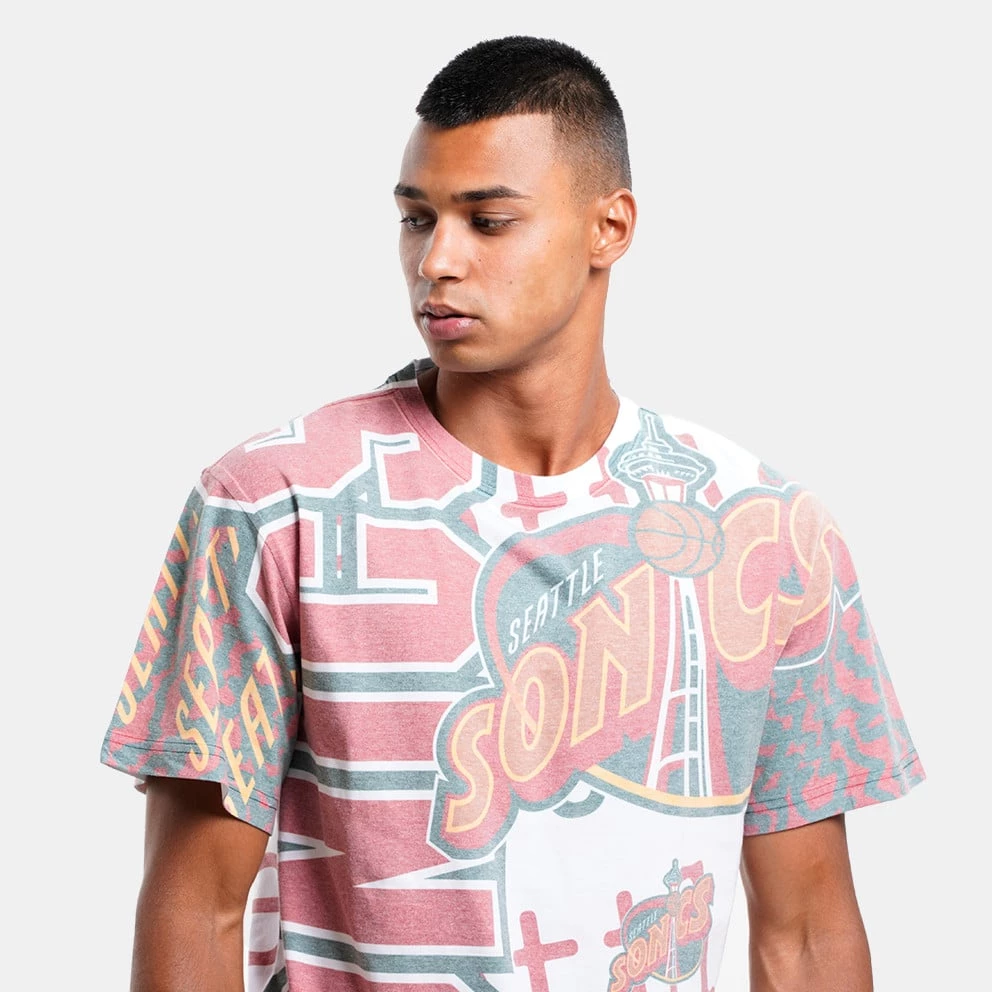 Mitchell & Ness Jumbotron 2.0 Sublimated Seattle Supersonics Men's T-Shirt WHITE 5 Mitchell & Ness Jumbotron 2.0 Sublimated Seattle Supersonics Men's T-Shirt WHITE - Image 3