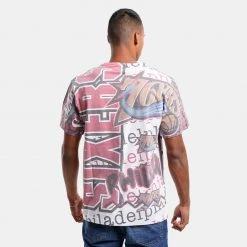 Mitchell & Ness Jumbotron 2.0 Sublimated Philadelphia 76ers Men's T-Shirt WHITE -Lifestyle Ρούχα Εκπτώσεις mitchell ness jumbotron 20 sublimated s s tee 7